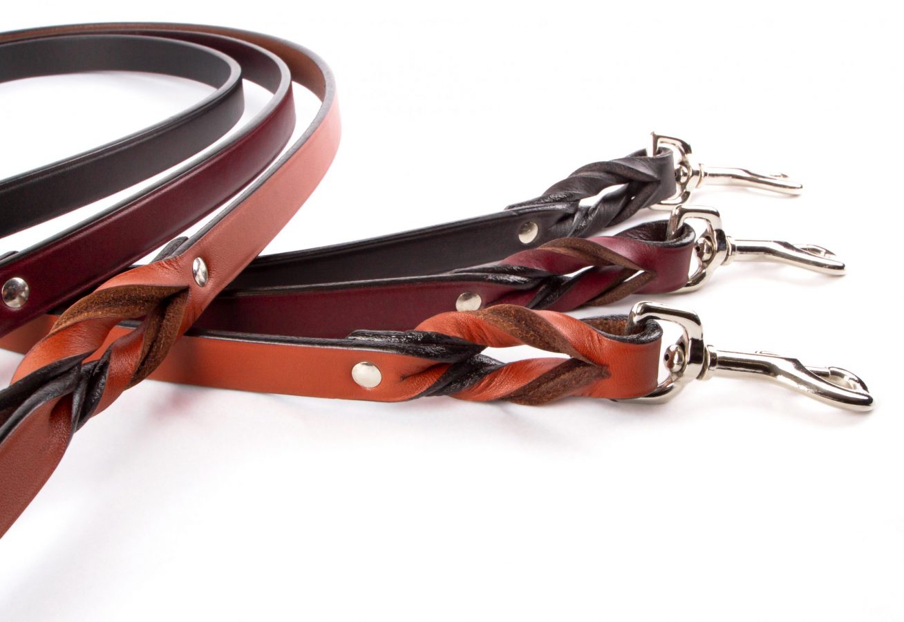 braided leather dog leash