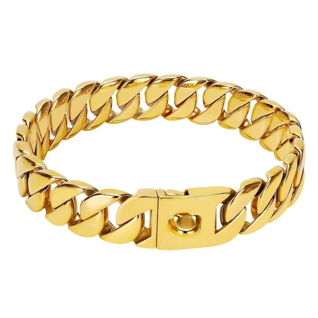Gold Cuban Link Dog Chain Collar
