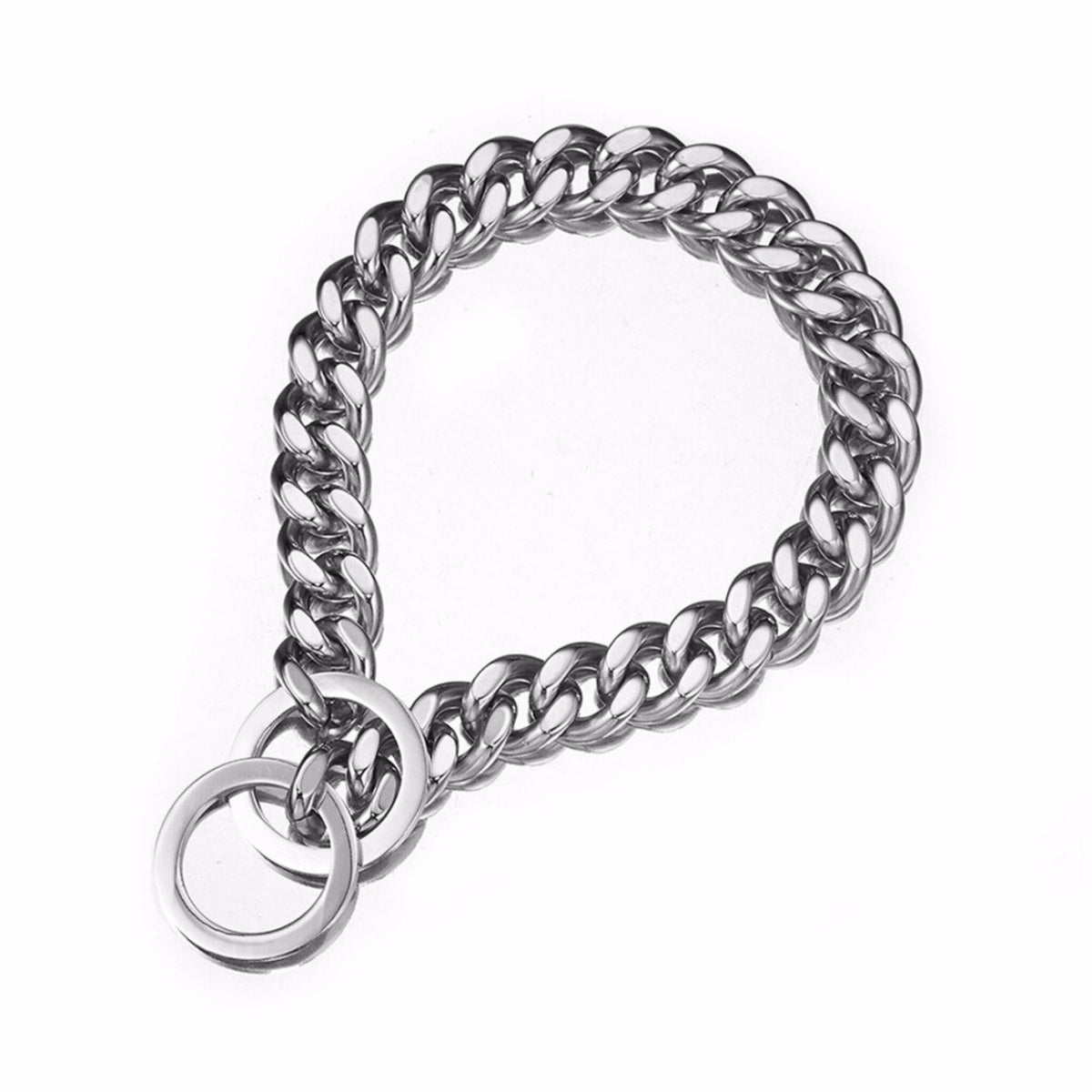 silver cuban link choke chain for dogs