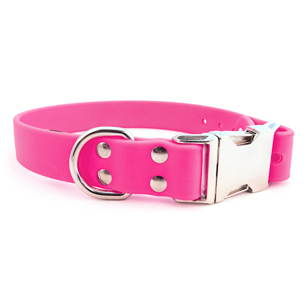 waterproof dog collar hot pink side release buckle