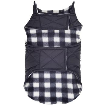 black plaid fleece dog coat