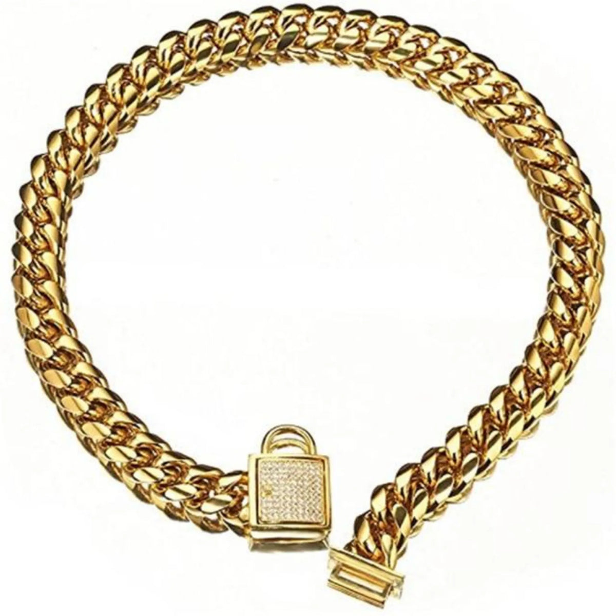 gold dog chain rhinestone clasp
