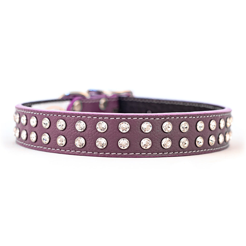 Palermo Crystal Italian Leather Dog Collar