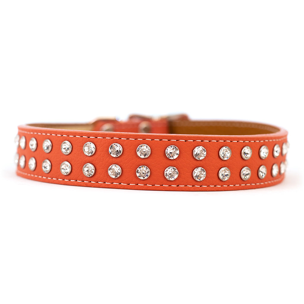 Palermo Crystal Italian Leather Dog Collar