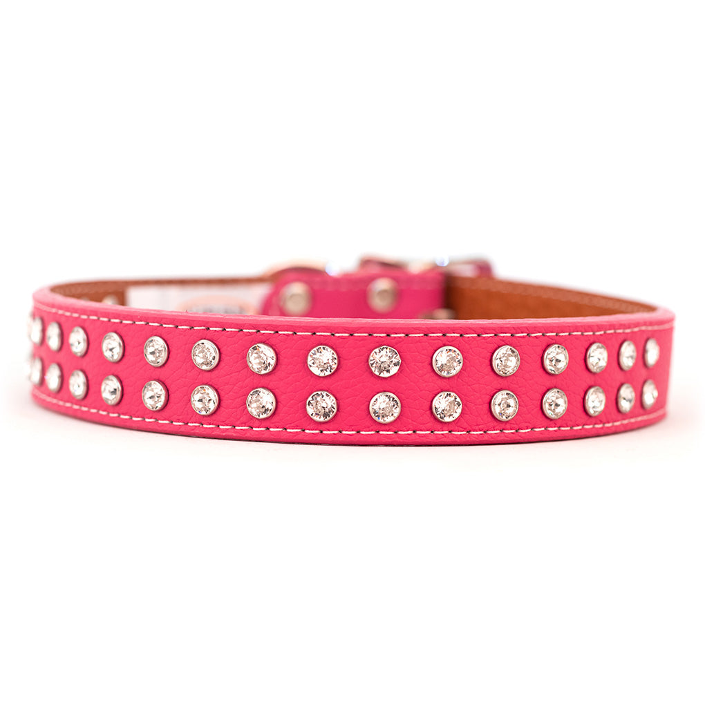 Palermo Crystal Italian Leather Dog Collar