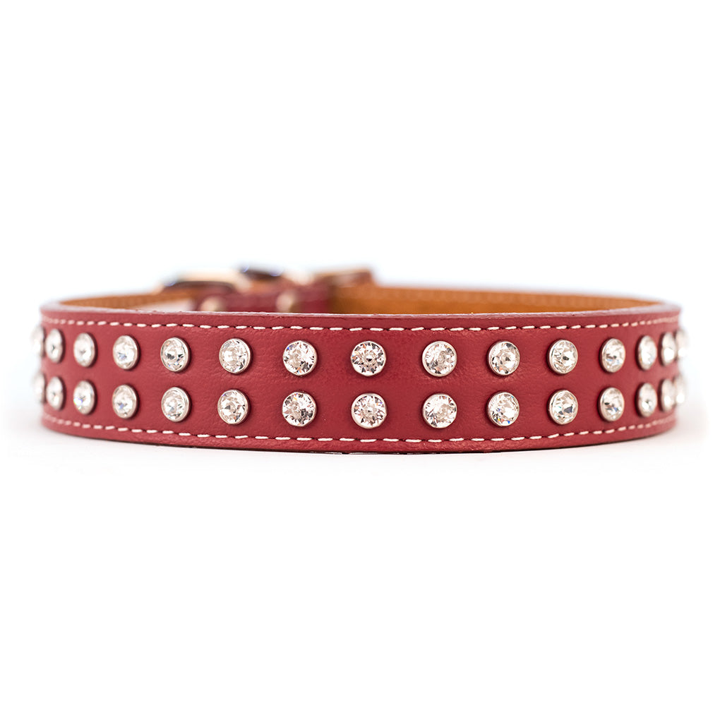 Palermo Crystal Italian Leather Dog Collar