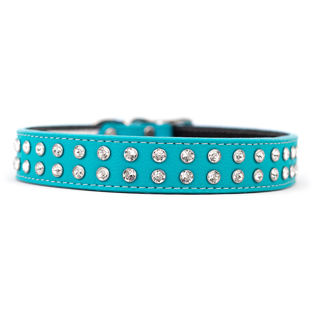 Palermo Crystal Italian Leather Dog Collar