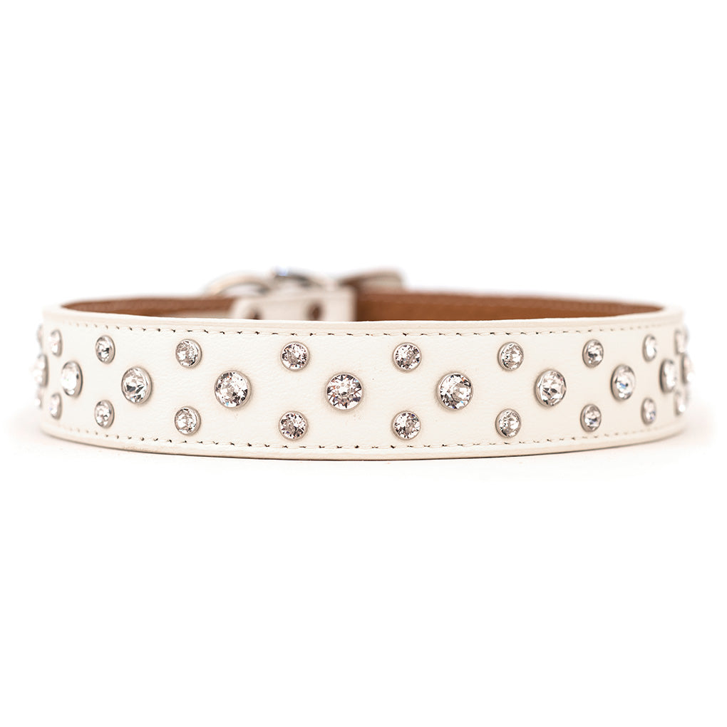 Palermo Crystal Italian Leather Dog Collar