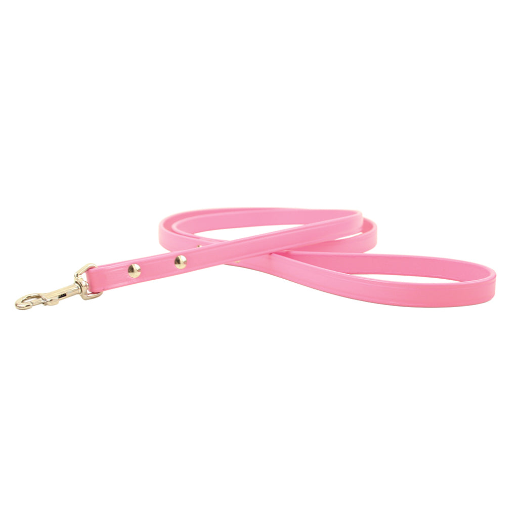 pink leather dog leash