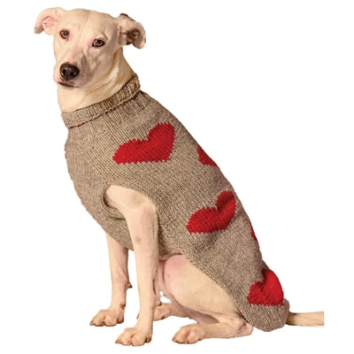 Red hearts dog sweater