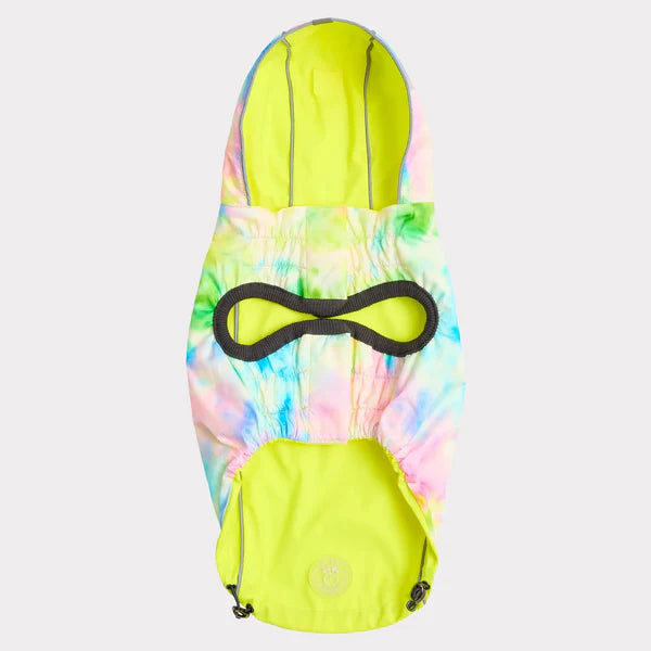 Dog Rain Coat - Reversible Yellow and Tie-Dye