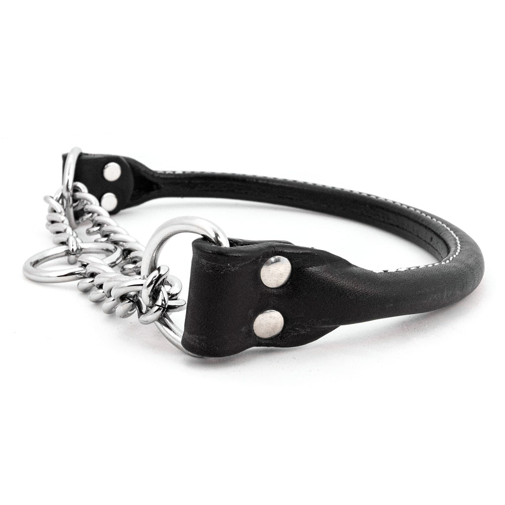 Black Leather Martingale Collar