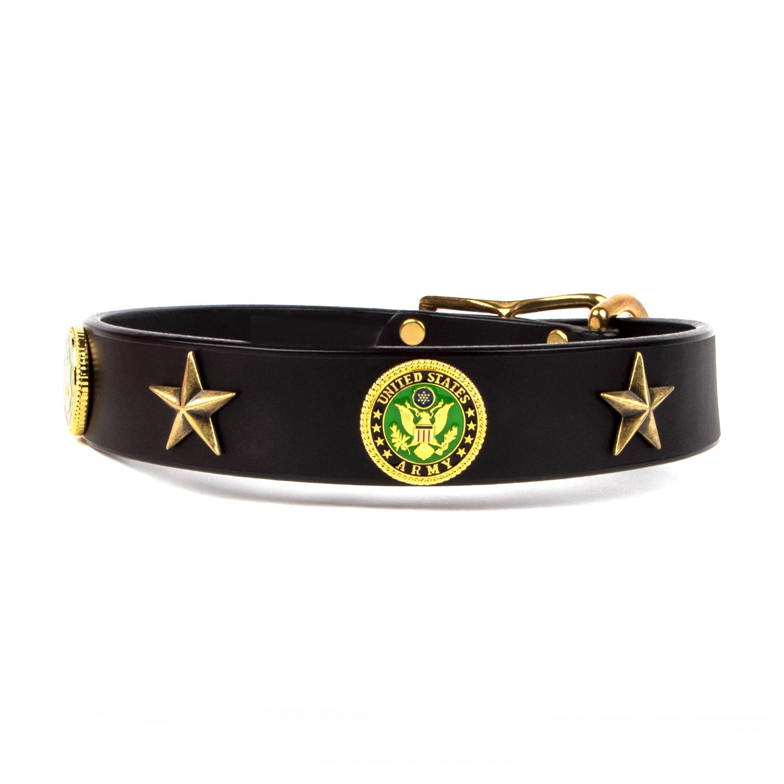 thick black leather dog collar Army