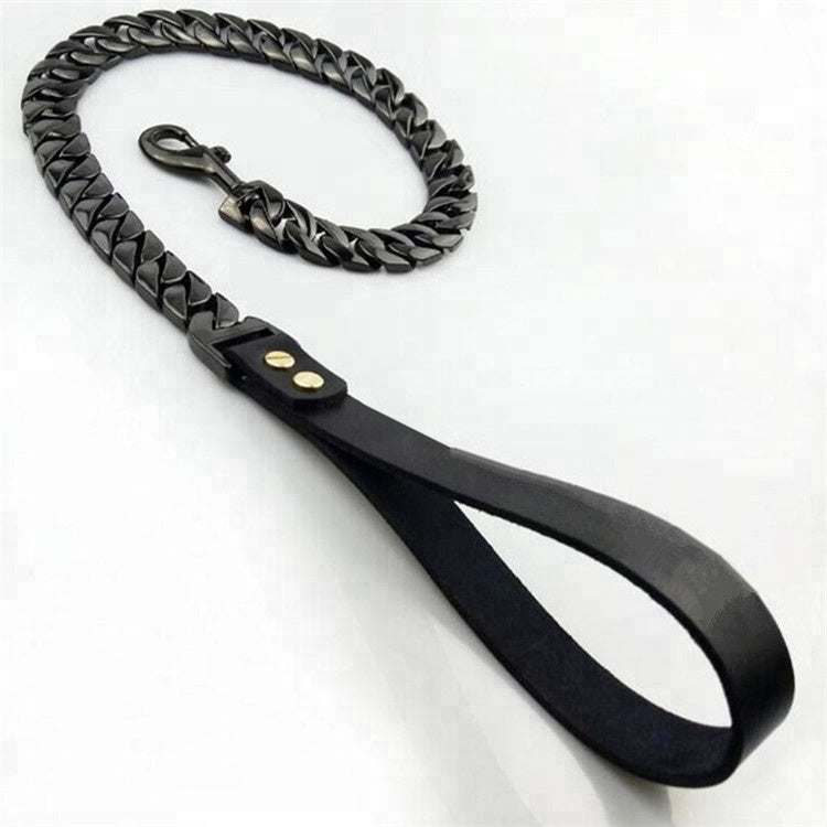 black dog chain leash