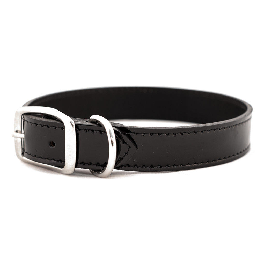 black patent leather dog collars