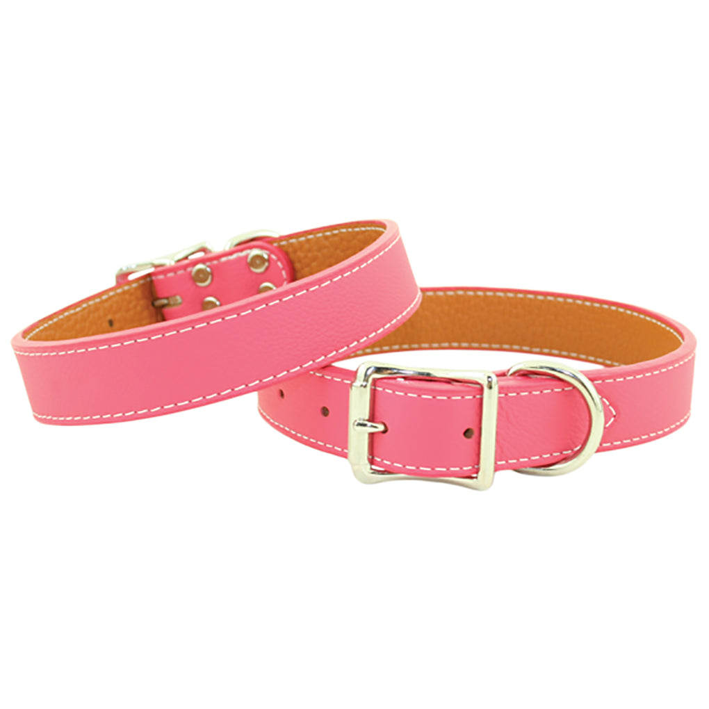 Pink Leather Dog Collar