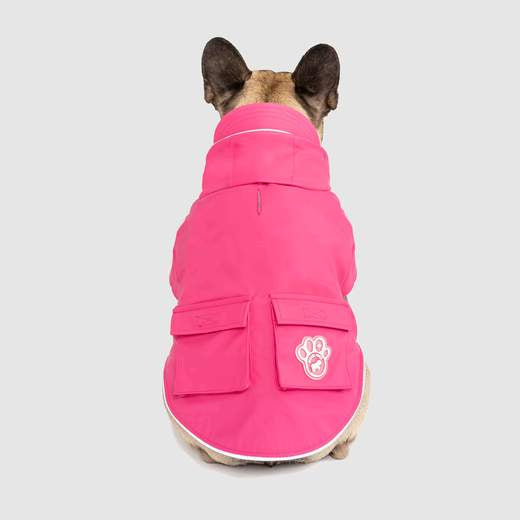 Pink Snap-back Hooded Waterproof Dog Coat
