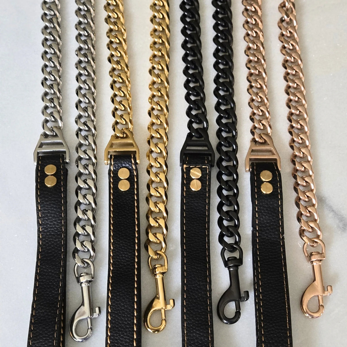 dog chain leash gold silver black rose gold