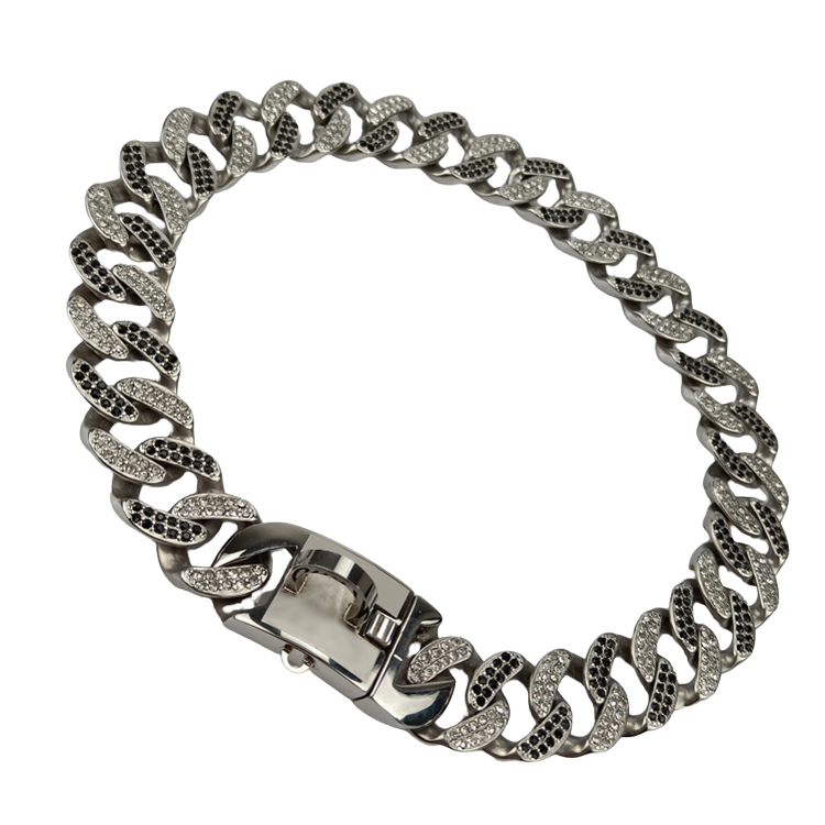 Cuban link dog chain collar rhinestone