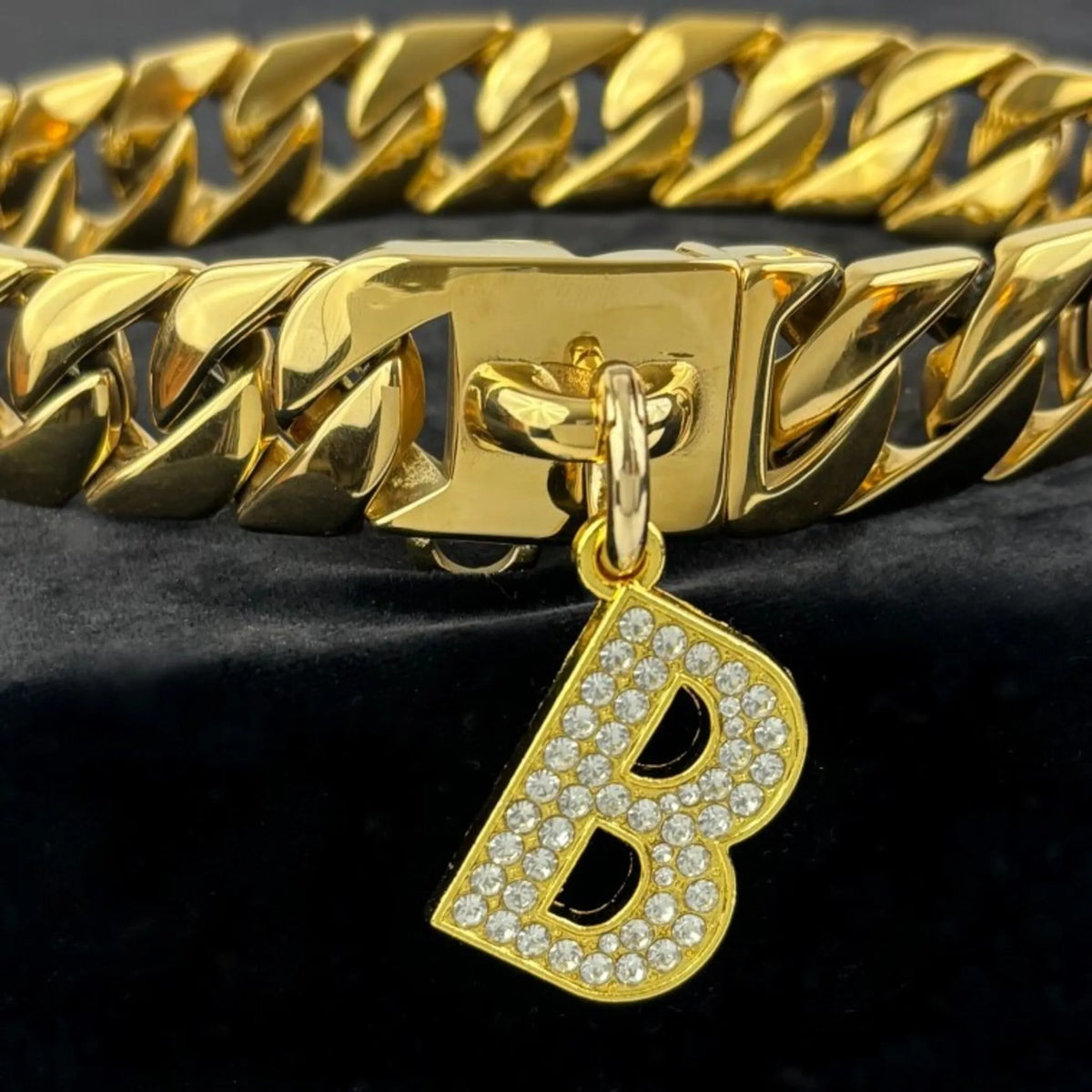 dog collar rhinestone letter charm pendant