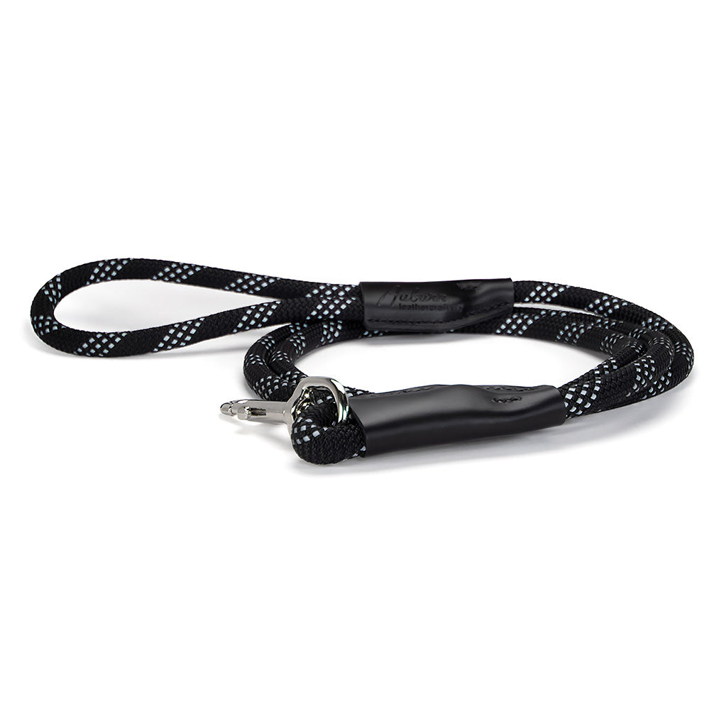 Reflective rope dog leash black