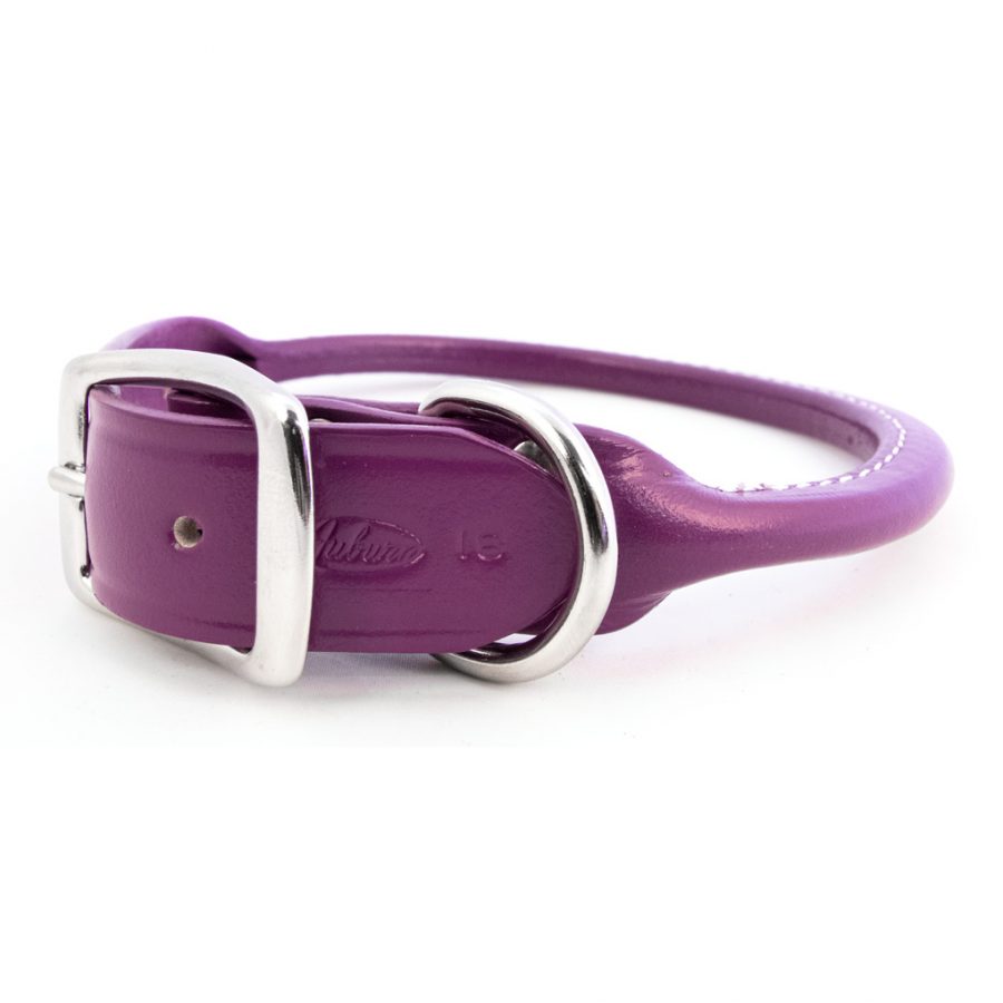 purple rolled leather collar