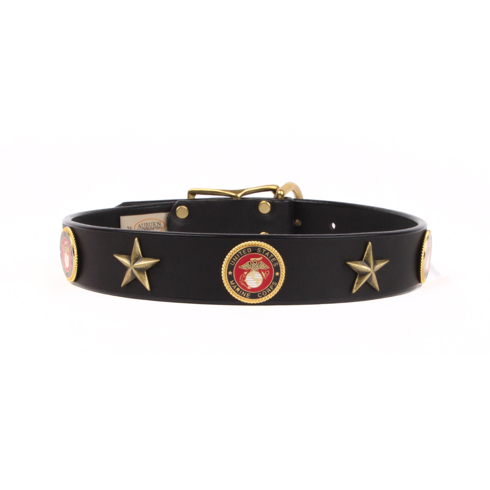 Black leather dog collar Marines