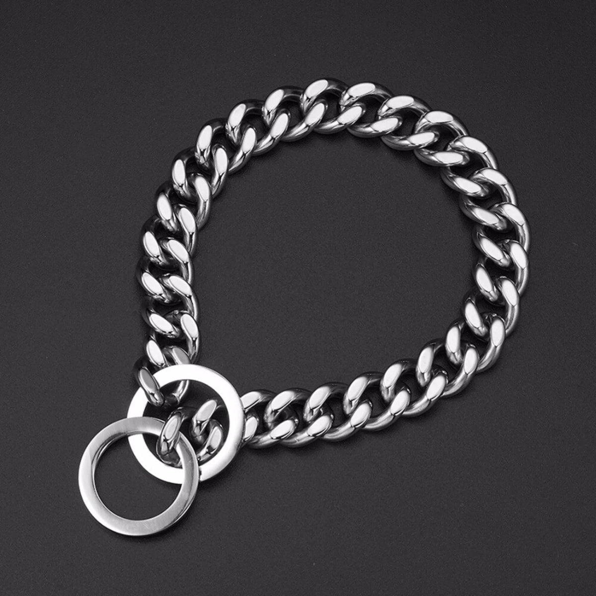 silver dog chain choker collar