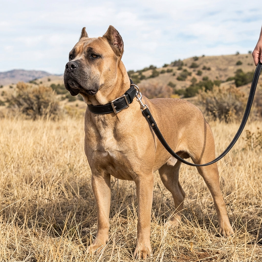 Leather dog collars and leashes