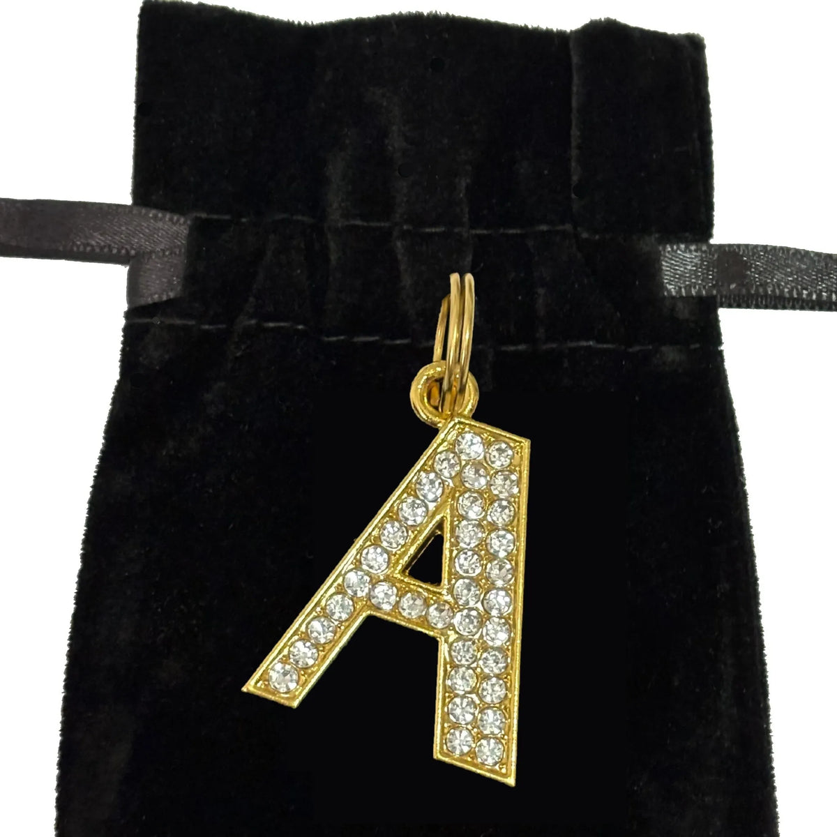 dog collar rhinestone gold letter A