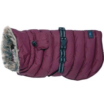 dog puffer coat burgundy