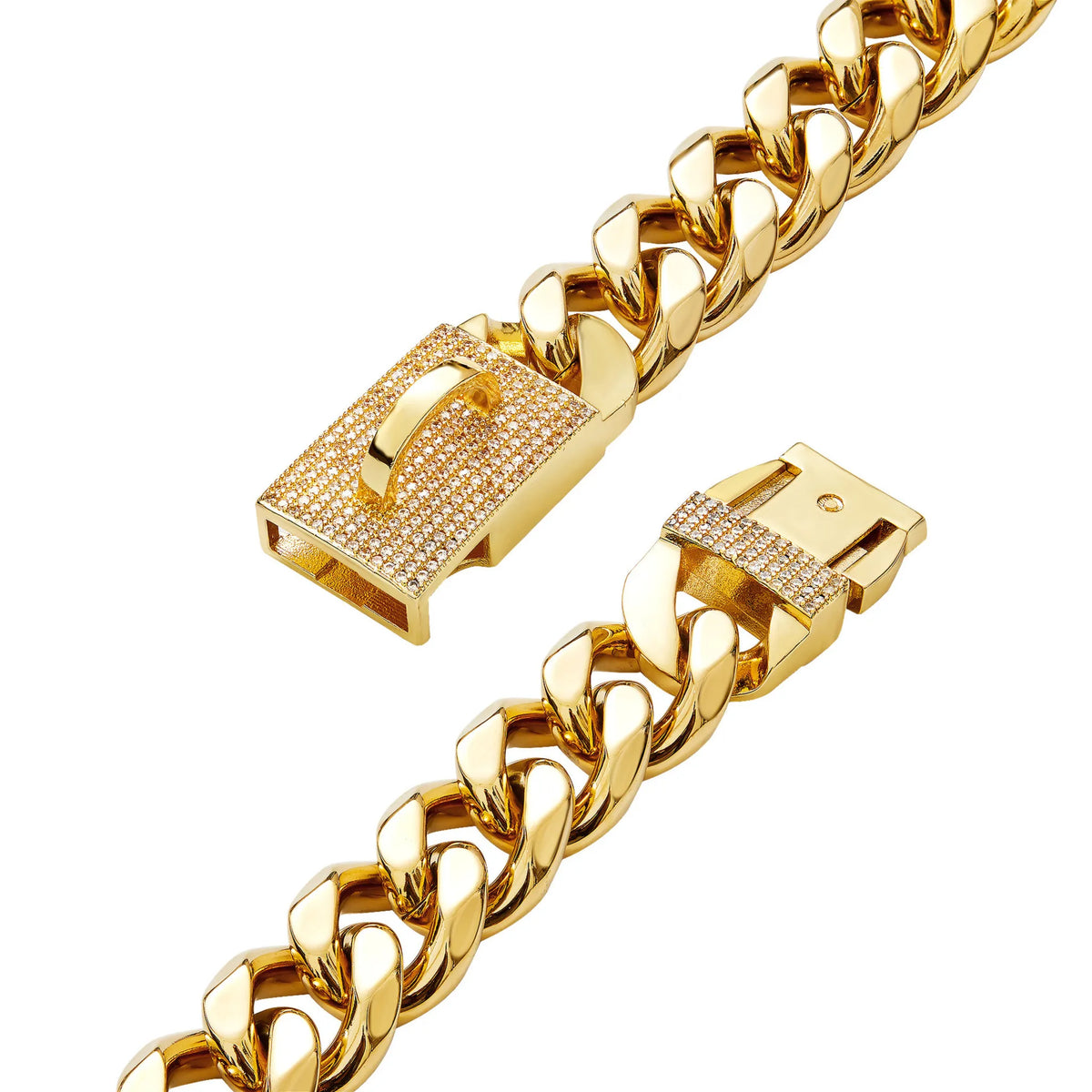 gold dog chain 19mm rhinestone clasp