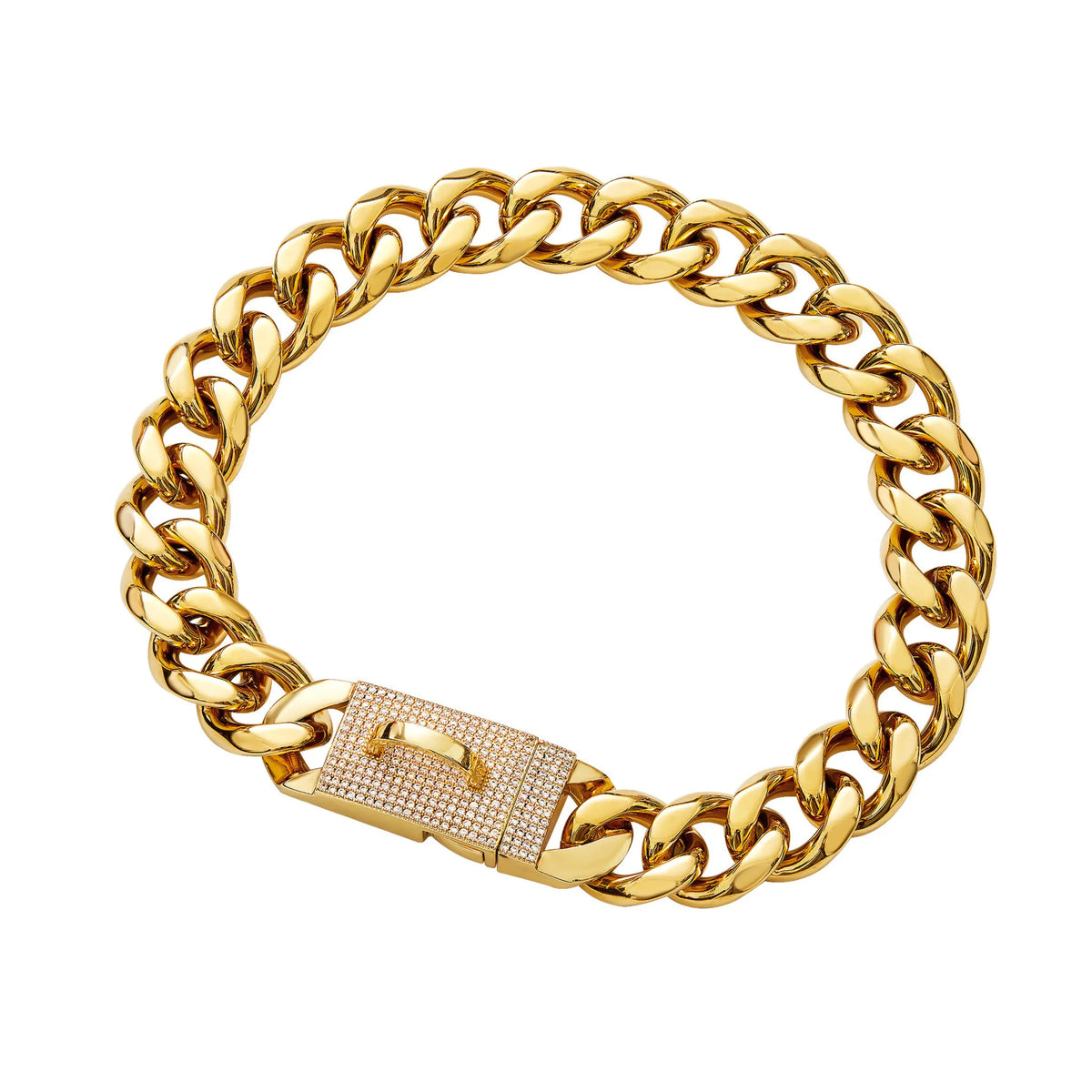 gold dog chain collar 19mm rhinestone clasp