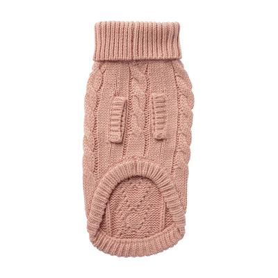 Classic Cable Knit Dog Sweater-Pink