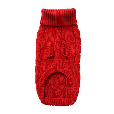 Classic Cable Knit Dog Sweater-Red