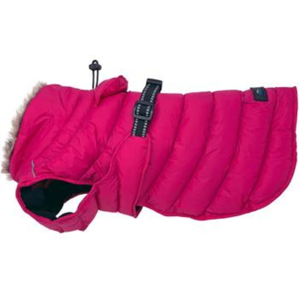 large pink winter dog coat