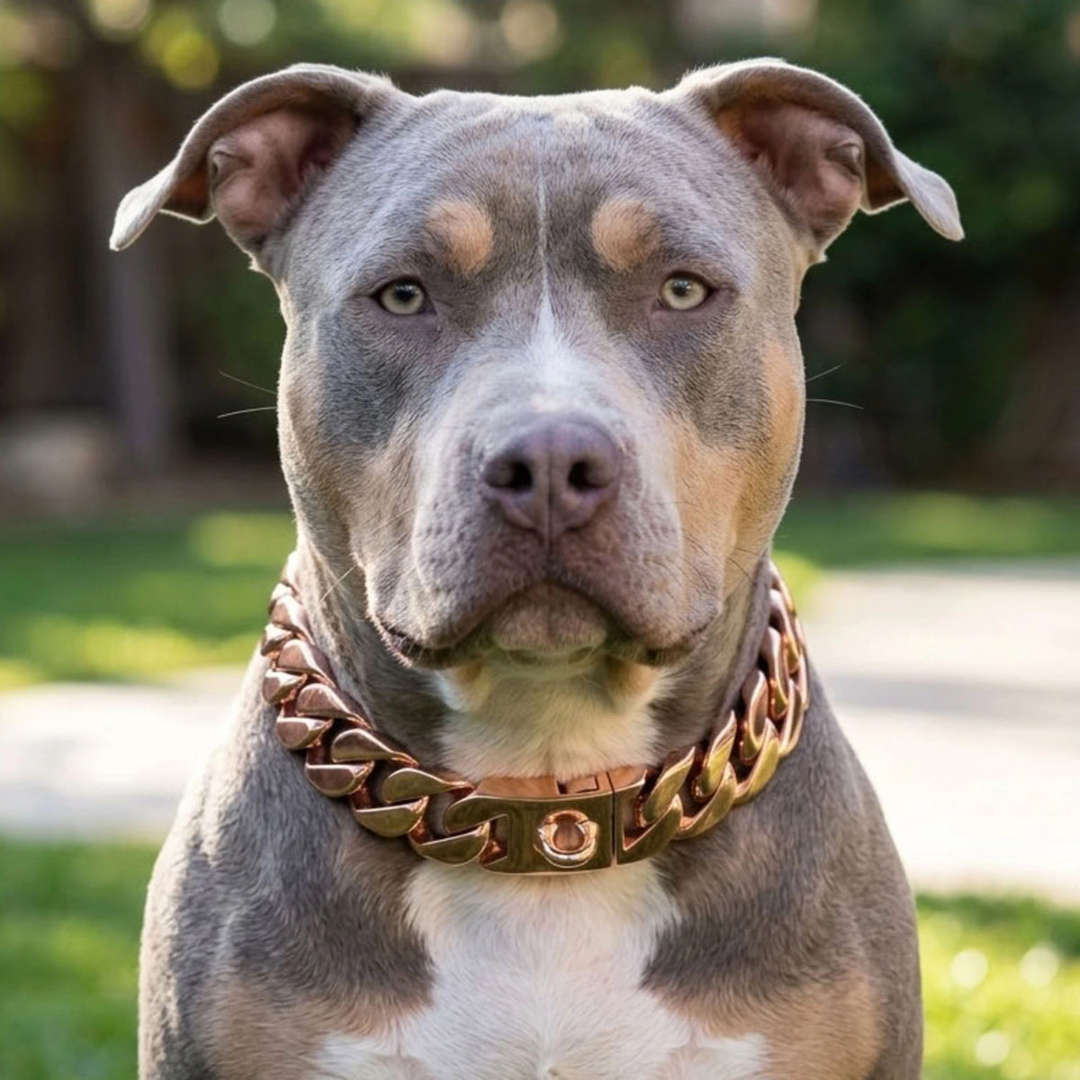 Rose Gold Cuban Link Dog Chain Collar