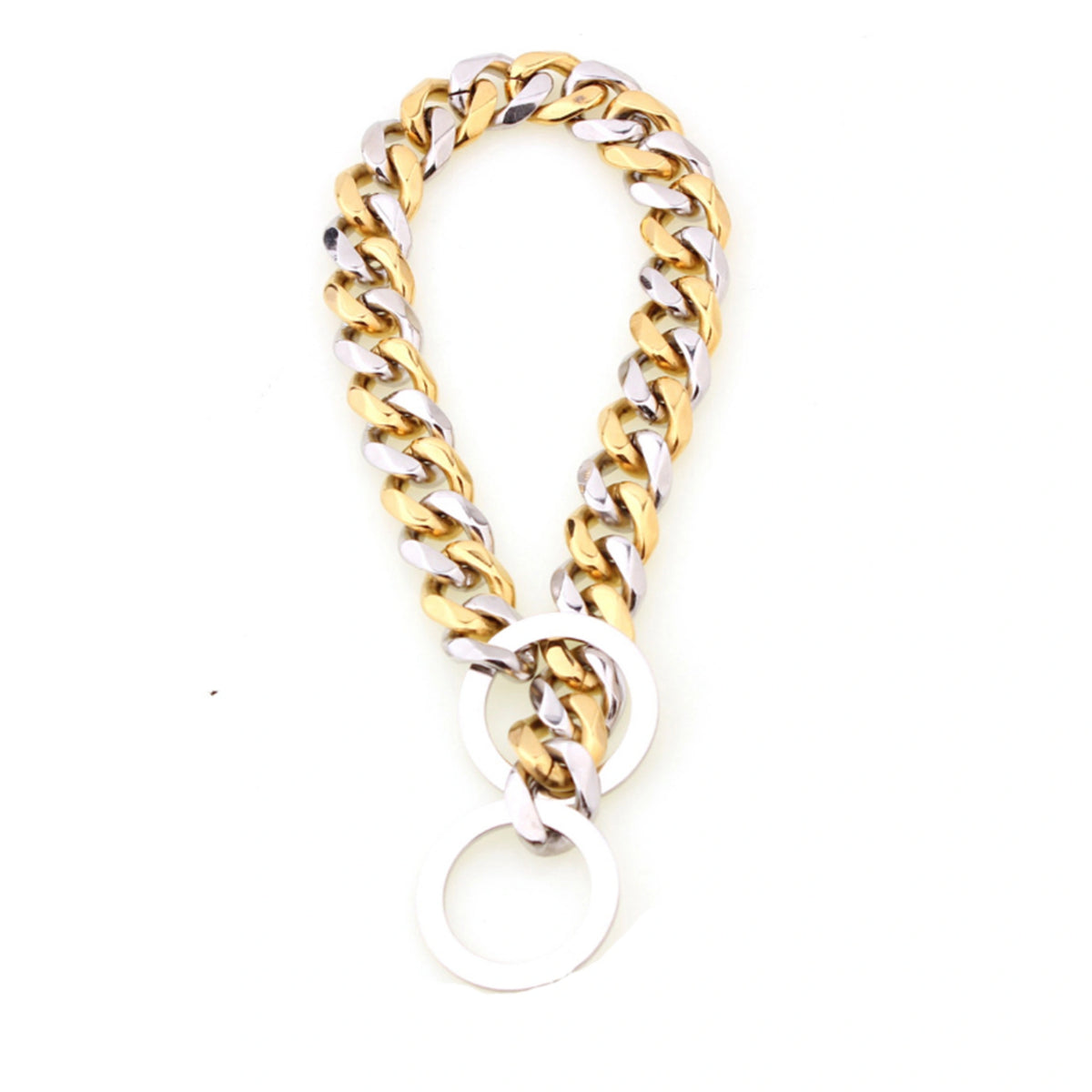 silver and gold large dog choker chain