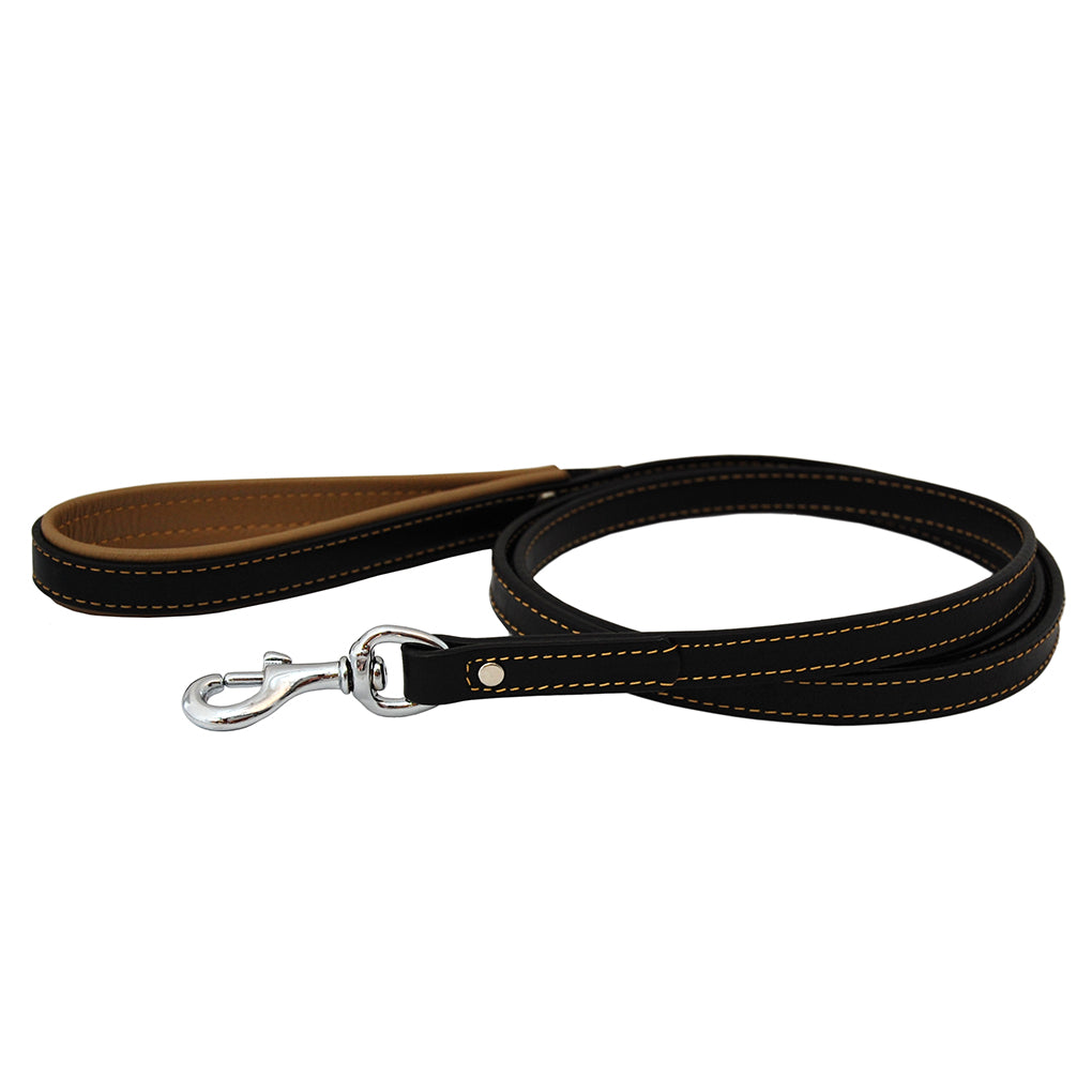 Padded handle leather dog leash
