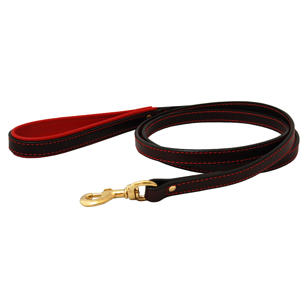  leather dog leash red