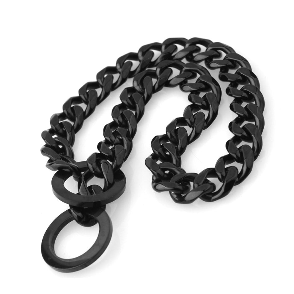 Black stainless steel dog chain collar