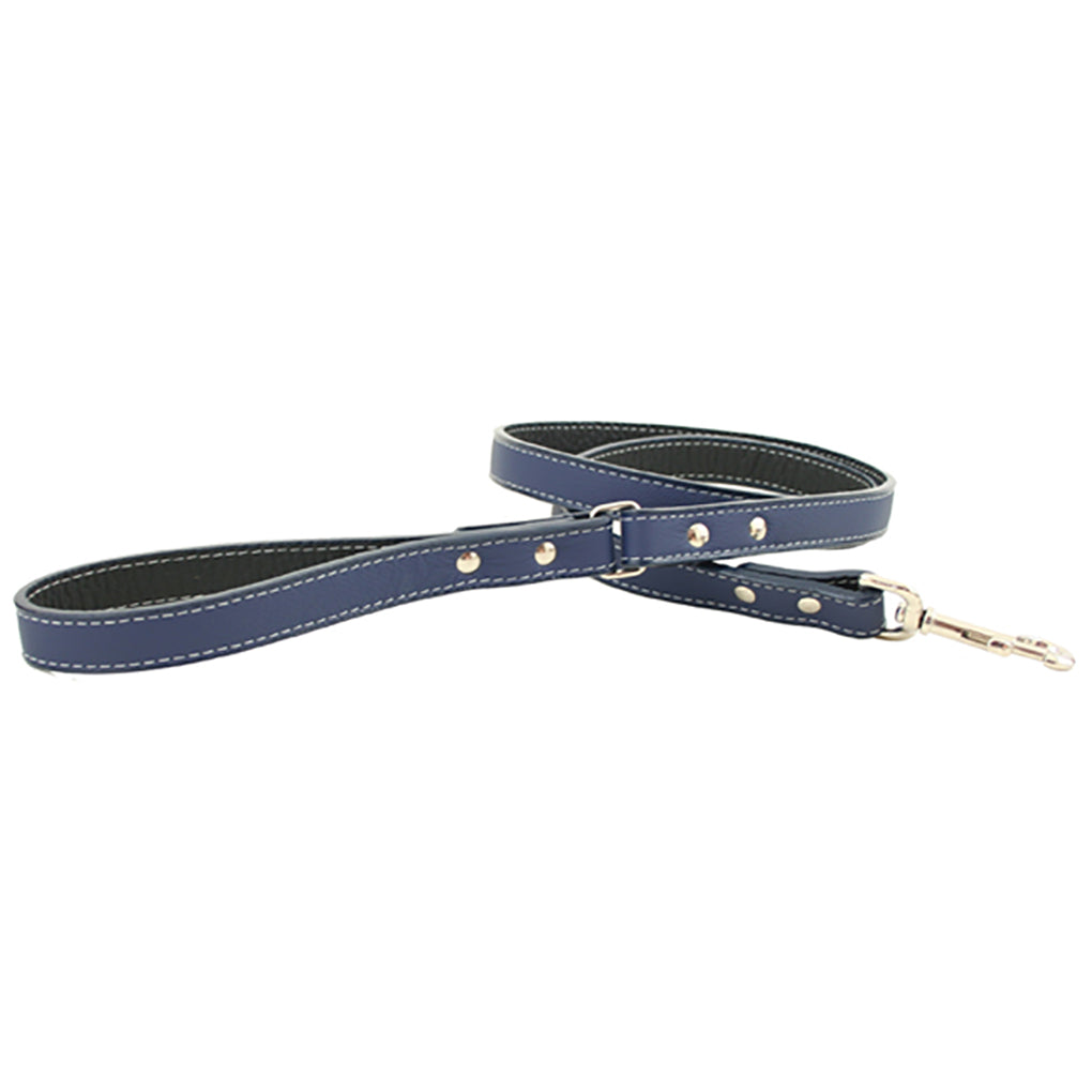 Blue Italian Leather Dog Leash
