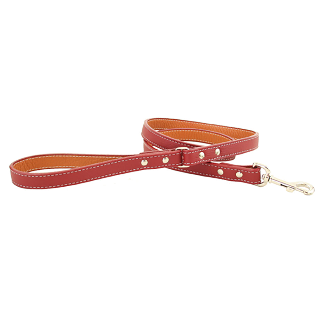 Red Italian Leather Dog Leash
