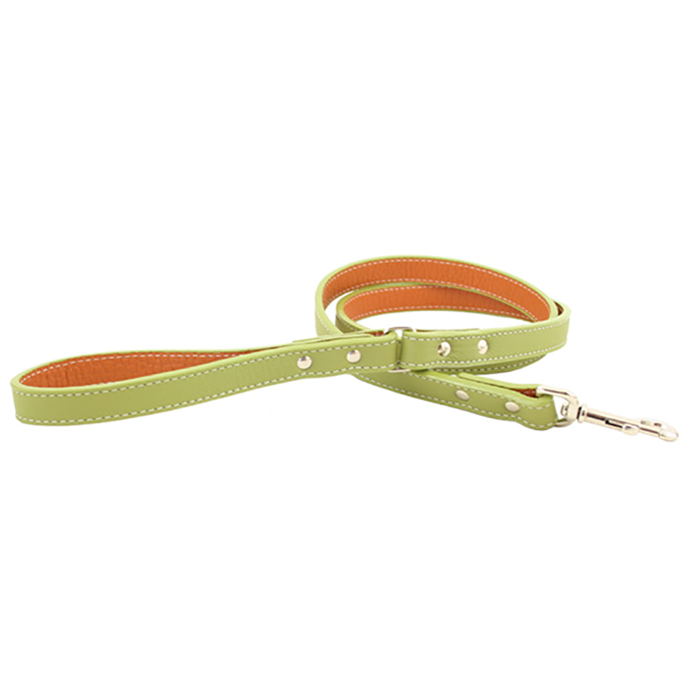 Green Italian Leather Dog Leash