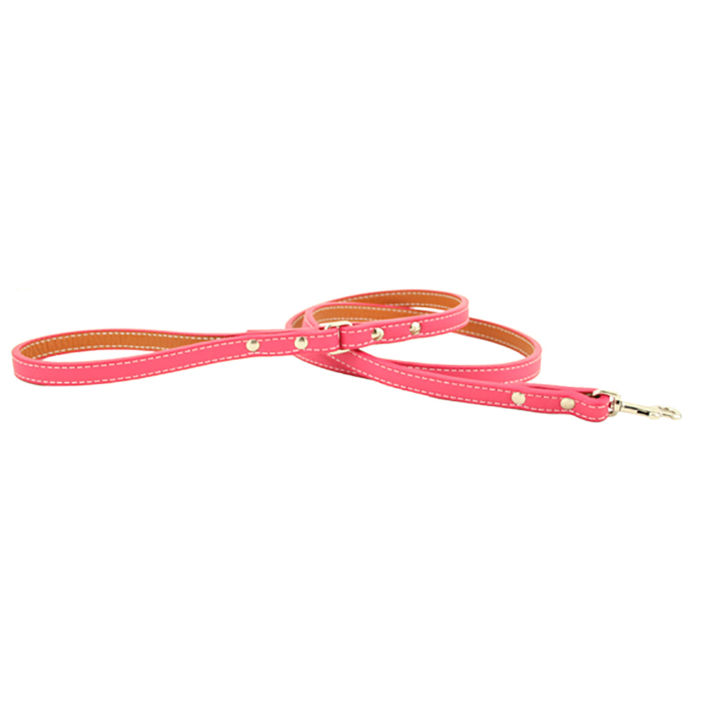 Pink Italian Leather Dog Leash