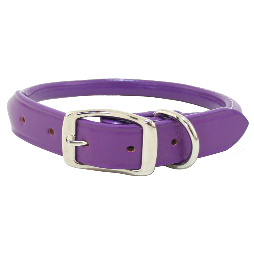 Purple Rolled Leather Dog Collar