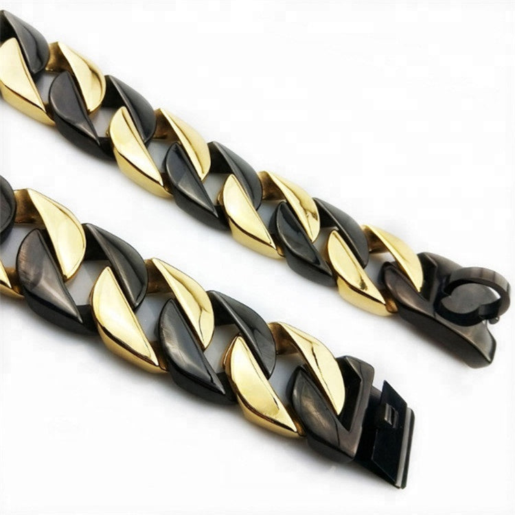 Black and Gold Cuban Link Dog Chain Collar