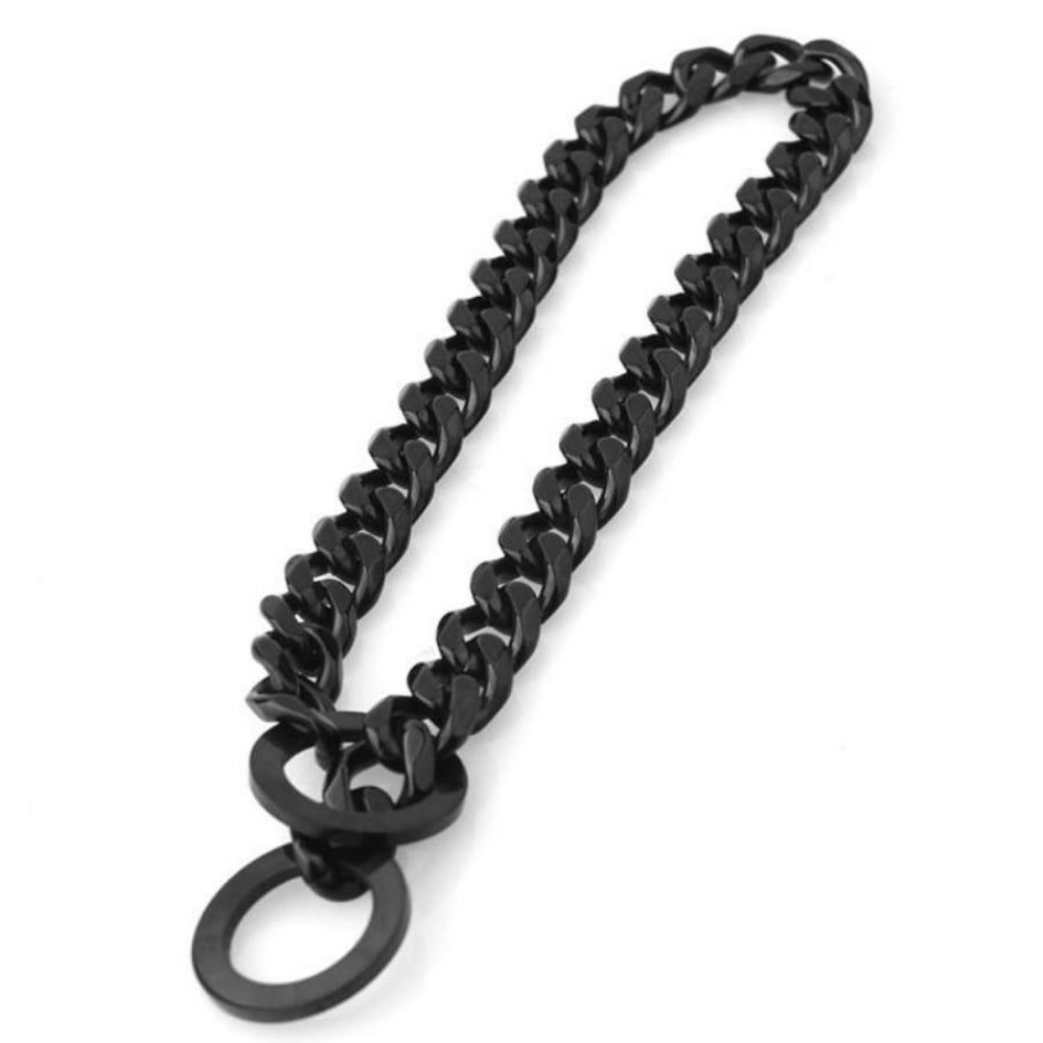 Black cuban link dog chain collar