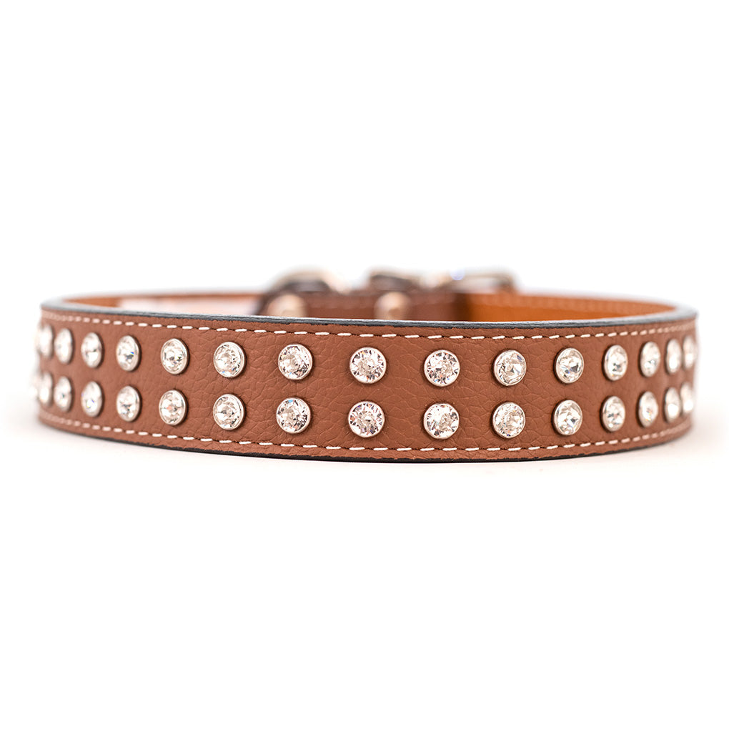 Palermo Crystal Italian Leather Dog Collar