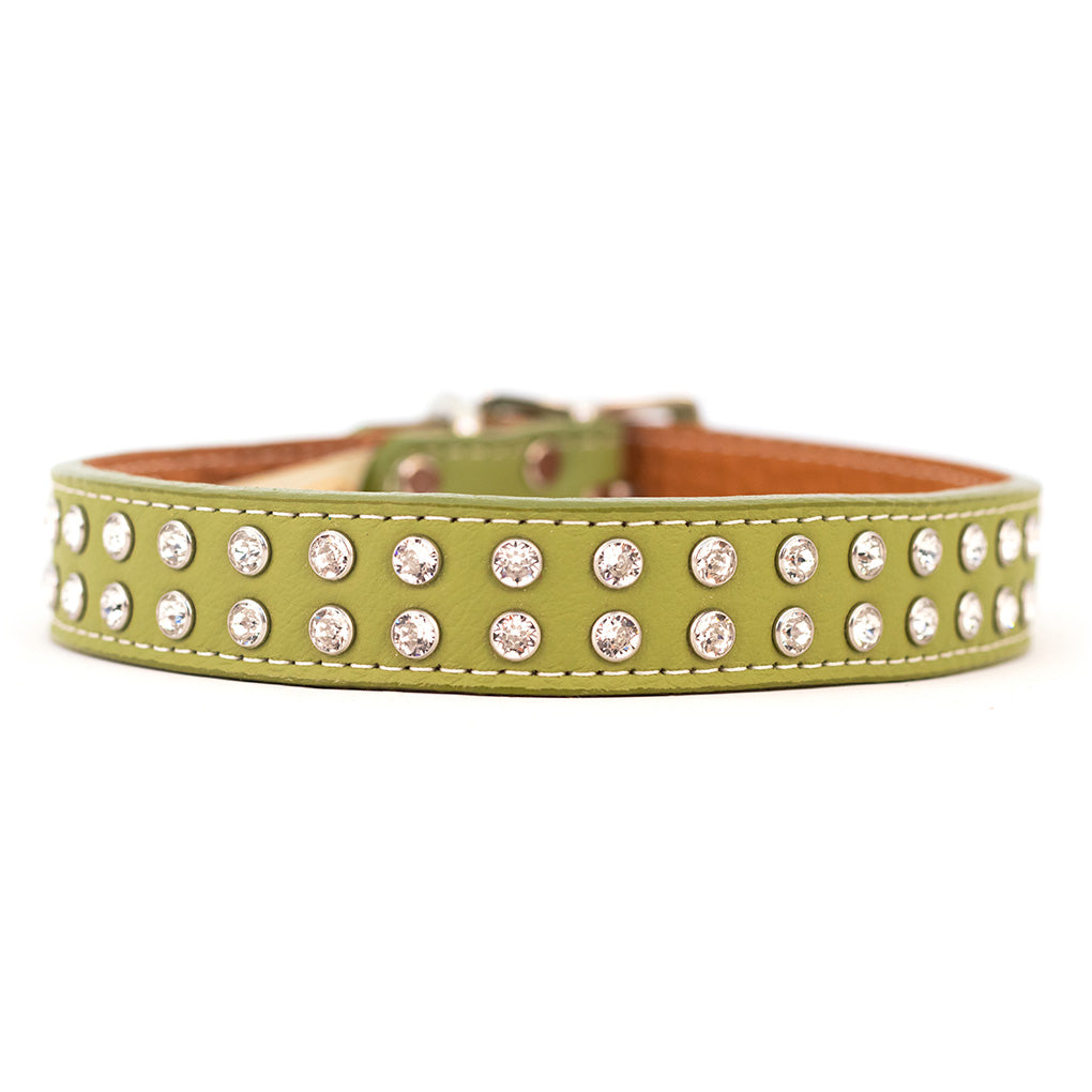 Palermo Crystal Italian Leather Dog Collar